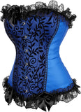 Satin Lace Trim Strapless Bustier Overbust Corset