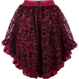 Women's Lace Steampunk Gothic Vintage Satin High Low Midi Skirt with Zipper