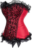 Satin Lace Trim Strapless Bustier Overbust Corset