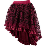 Women's Lace Steampunk Gothic Vintage Satin High Low Midi Skirt with Zipper