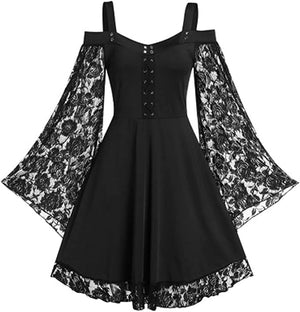 Gothic Vintage Lace Patchwork Plus Size Goth Dresses