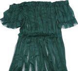 Women Sexy Lace Off Shoulder Mesh See Through Long Pleated Maxi Dress Club Party Gown