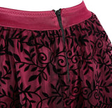Women's Lace Steampunk Gothic Vintage Satin High Low Midi Skirt with Zipper