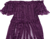 Women Sexy Lace Off Shoulder Mesh See Through Long Pleated Maxi Dress Club Party Gown