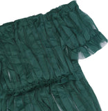 Women Sexy Lace Off Shoulder Mesh See Through Long Pleated Maxi Dress Club Party Gown