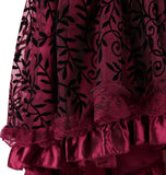 Women's Lace Steampunk Gothic Vintage Satin High Low Midi Skirt with Zipper