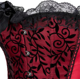 Satin Lace Trim Strapless Bustier Overbust Corset