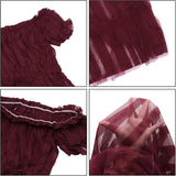 Women Sexy Lace Off Shoulder Mesh See Through Long Pleated Maxi Dress Club Party Gown