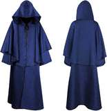 Adult Hooded Robe Jedi Wizard Cloak Darth Cape Halloween Knight Tunic Cosplay Costume for Men Women