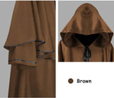 Adult Hooded Robe Jedi Wizard Cloak Darth Cape Halloween Knight Tunic Cosplay Costume for Men Women