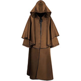 Adult Hooded Robe Jedi Wizard Cloak Darth Cape Halloween Knight Tunic Cosplay Costume for Men Women