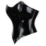 Black PVC Leather Steampunk Gothic Wasit Trainer Overbust Corset Bustier
