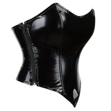 Black PVC Leather Steampunk Gothic Wasit Trainer Overbust Corset Bustier