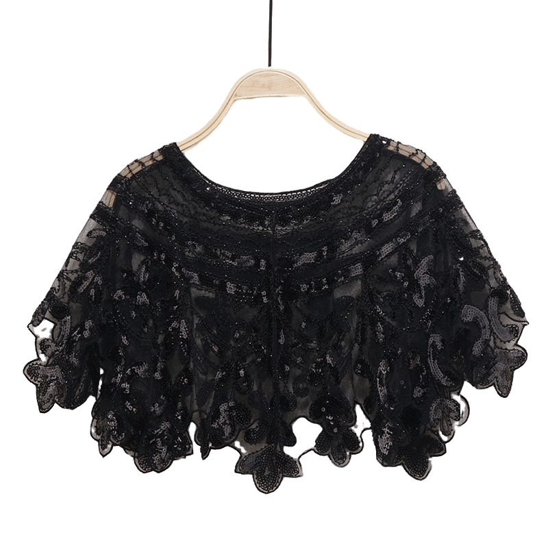 Bling 1920s Style Mesh Sequin Bead Deco Flapper Capelet Shawls Wraps