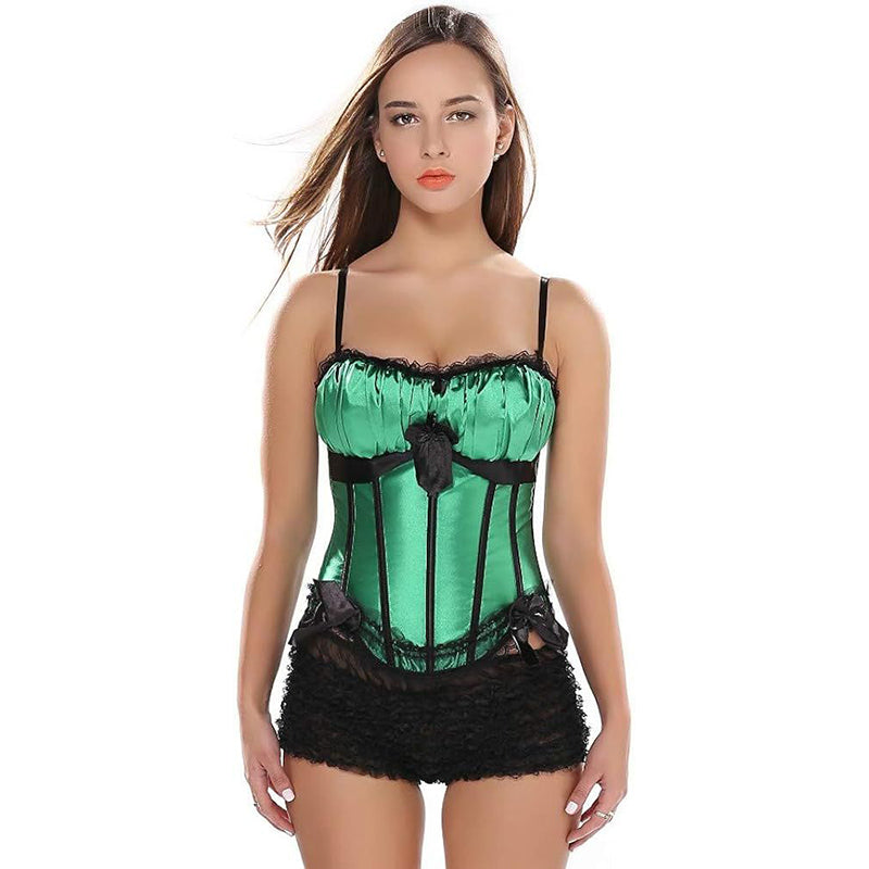 Bowknot Trim Sexy Removable Spaghetti Strap Overbust Corset