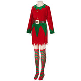 Christmas Elf Costume Set Adult Elf Costume Suit Elf Hat Santa Dress Stocking Belt Xmas