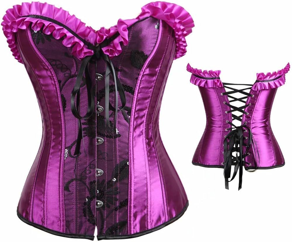 Clubbing Corset Purple Satin with Skirts Fancy Dress Victorian Costume