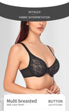 Comfort Breathable Anti-Sagging Push Up Ultra Thin Underwired Black Plus Size Lace Bra