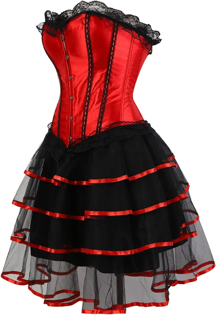 Corset Dress Plus Size Masquerade Gothic Bustier Skirt Set Costume