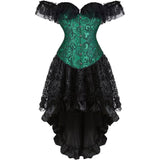 Corset Dress Skirt Top Set Bustier for Women with Sleeves Off The Shoulder Lace Floral Plus Size