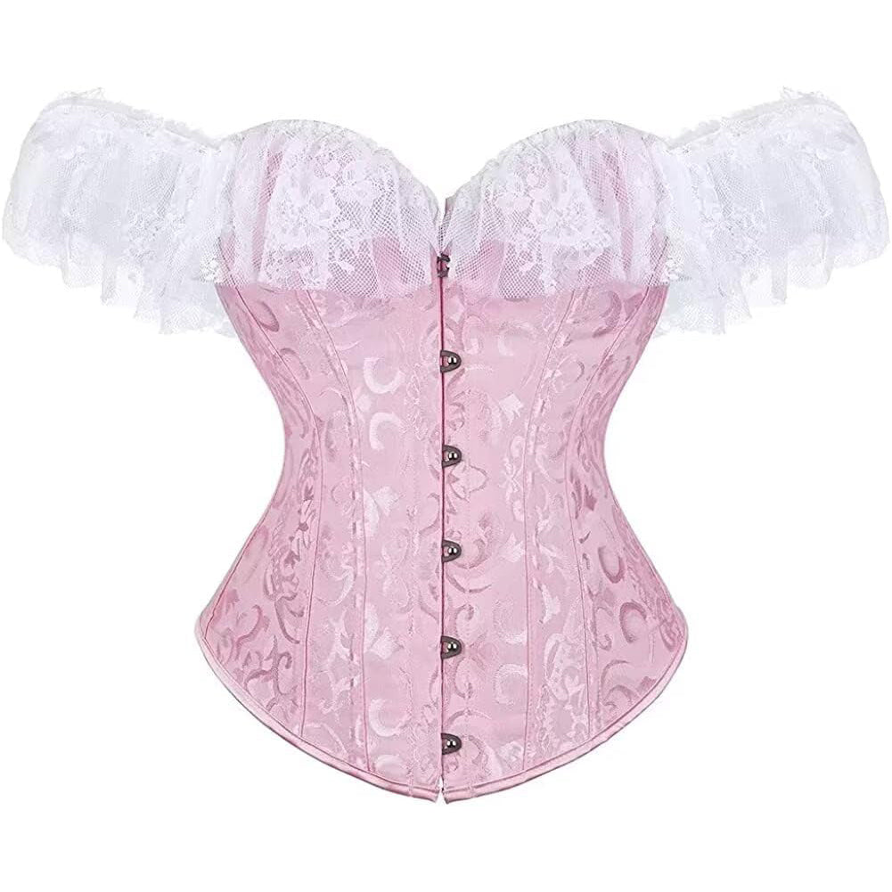Corset Dress Skirt Top Set Bustier for Women with Sleeves Off The Shoulder Lace Floral Plus Size