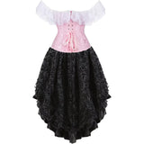 Corset Dress Skirt Top Set Bustier for Women with Sleeves Off The Shoulder Lace Floral Plus Size