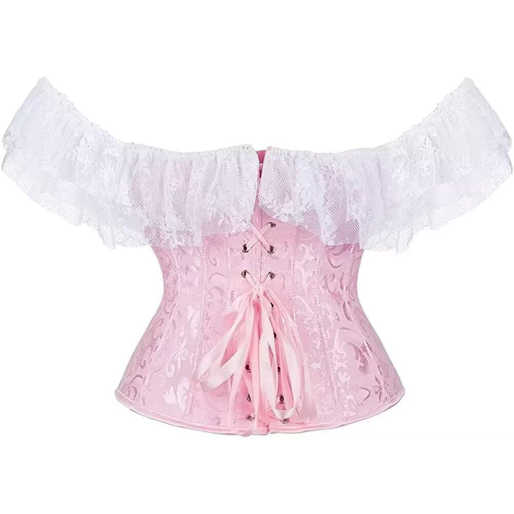 Corset Dress Skirt Top Set Bustier for Women with Sleeves Off The Shoulder Lace Floral Plus Size