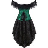 Corset Dress Skirt Top Set Bustier for Women with Sleeves Off The Shoulder Lace Floral Plus Size