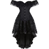 Corset Dress Skirt Top Set Bustier for Women with Sleeves Off The Shoulder Lace Floral Plus Size