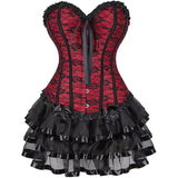 Corset Dresses Overbust Corset Skirt Set Moulin Rouge Showgirl Saloon Girl Costume Clubwear