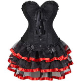 Corset Dresses Overbust Corset Skirt Set Moulin Rouge Showgirl Saloon Girl Costume Clubwear