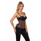 Womens Brocade Underbust Steel Boned Corsets Bustier Waist Trainer