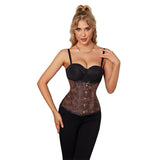 Womens Brocade Underbust Steel Boned Corsets Bustier Waist Trainer