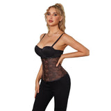 Womens Brocade Underbust Steel Boned Corsets Bustier Waist Trainer