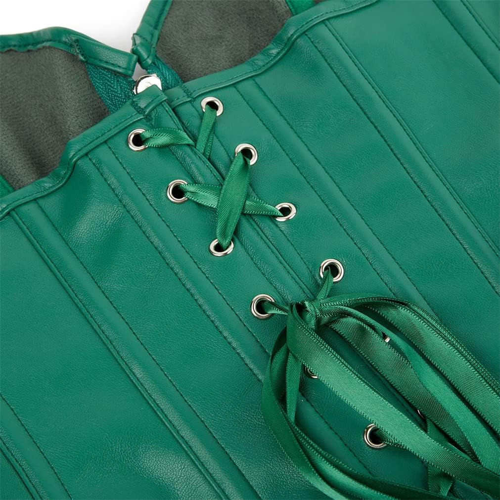 Corsets for Women Plus Size Faux Leather Steampunk Corset Top Zipper Bustier