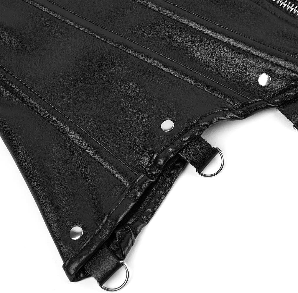 Corsets for Women Plus Size Faux Leather Steampunk Corset Top Zipper Bustier