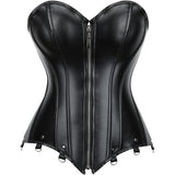 Corsets for Women Plus Size Faux Leather Steampunk Corset Top Zipper Bustier
