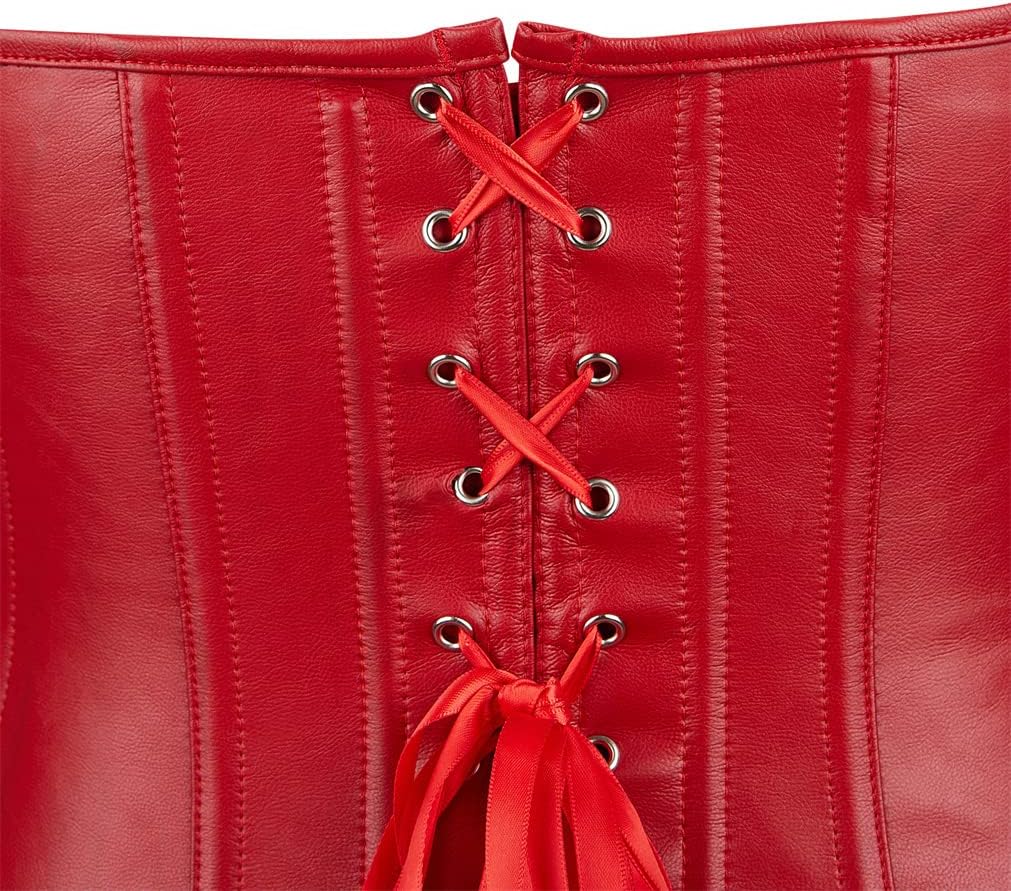 Corsets for Women Plus Size Faux Leather Steampunk Corset Top Zipper Bustier
