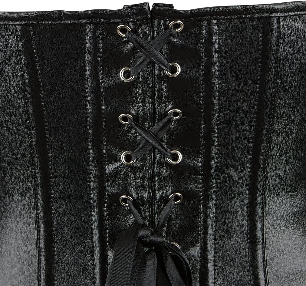 Corsets for Women Plus Size Faux Leather Steampunk Corset Top Zipper Bustier