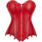 Corsets for Women Plus Size Faux Leather Steampunk Corset Top Zipper Bustier