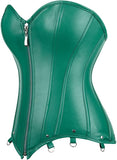 Corsets for Women Plus Size Faux Leather Steampunk Corset Top Zipper Bustier
