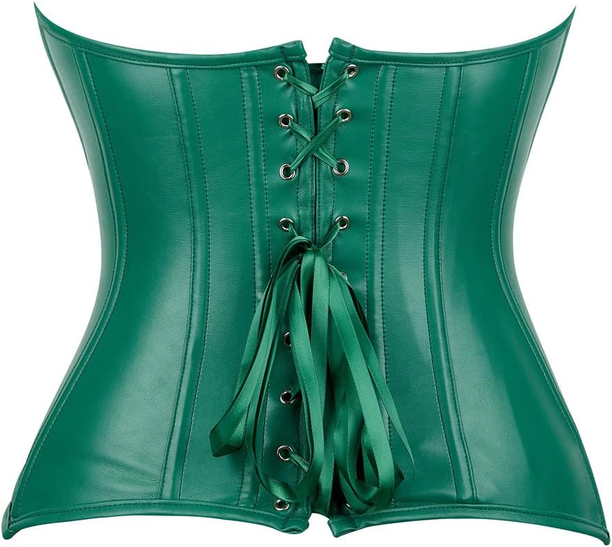 Corsets for Women Plus Size Faux Leather Steampunk Corset Top Zipper Bustier