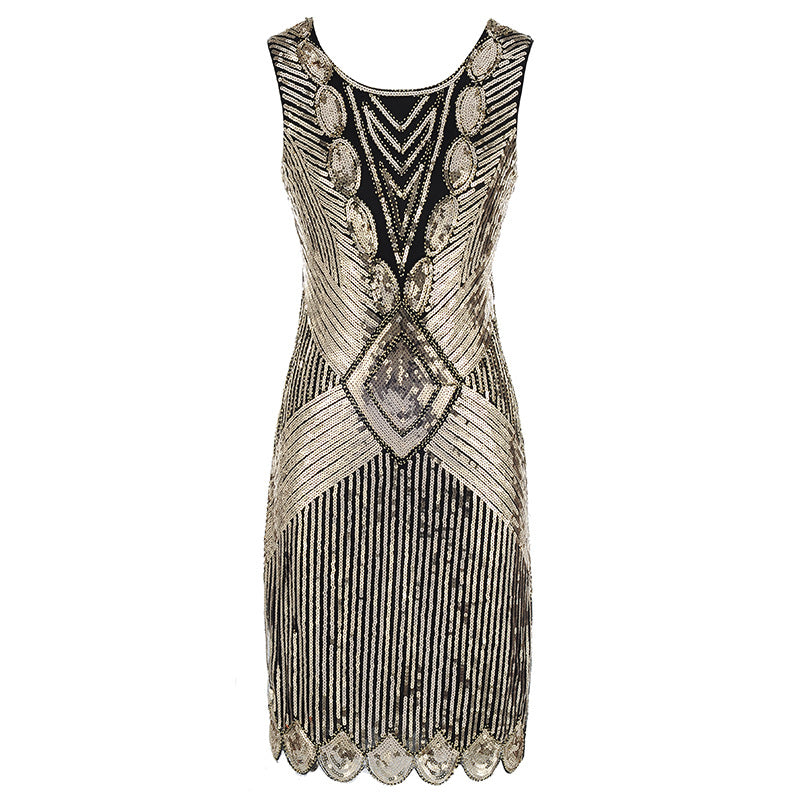 Deluxe Gatsby Ladies 1920s Roaring Party Flapper Costume Sequins Dress