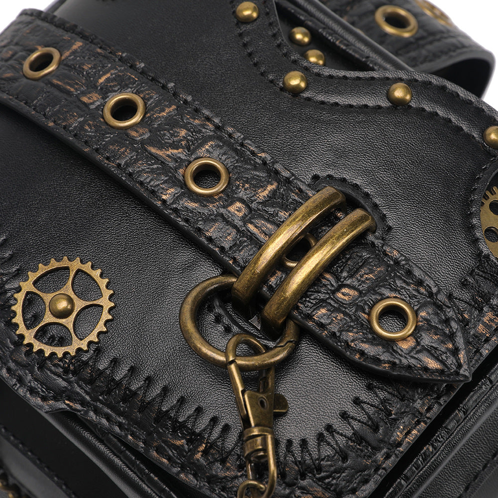 Steampunk Waist Leather Shoulder Leg Hip Holster Pouch Chain Bags Unisex
