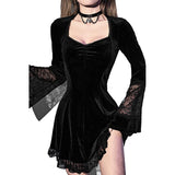 Gothic Dress Plus Size Lace Autumn Long Sleeve Kawaii Black Dress