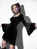 Gothic Dress Plus Size Lace Autumn Long Sleeve Kawaii Black Dress