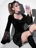 Gothic Dress Plus Size Lace Autumn Long Sleeve Kawaii Black Dress