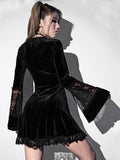 Gothic Dress Plus Size Lace Autumn Long Sleeve Kawaii Black Dress