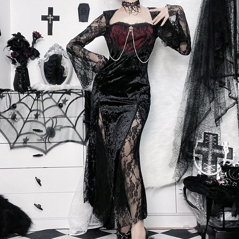 retro goth dresses Gothic Dress Vintage Goth Romantic Casual Clothes Fashion Dress-Hiipps