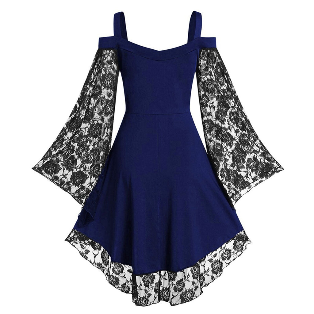 short gothic dresses Gothic Vintage Lace Patchwork Plus Size Goth Dresses